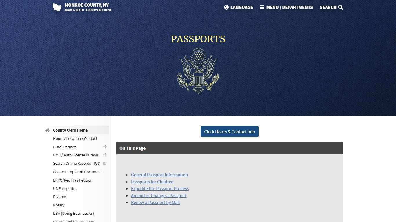 Monroe County, NY - County Clerk Passports Page
