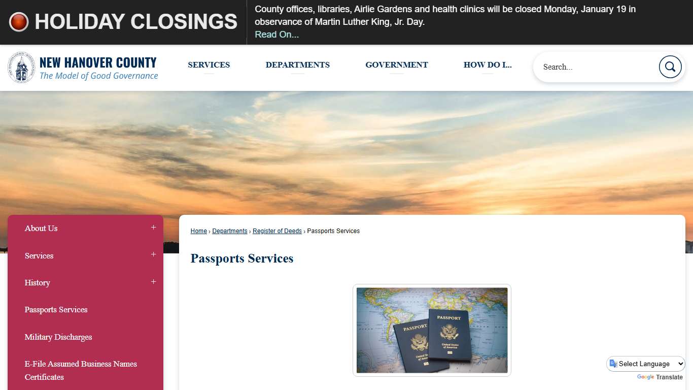 Passports Services | New Hanover County, NC
