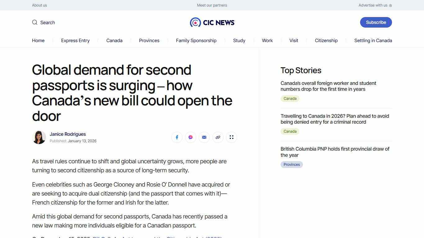 Global demand for second passports is surging – how Canada’s new bill could open the door | CIC News